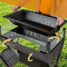 Gril na drevené uhlie s roštmi