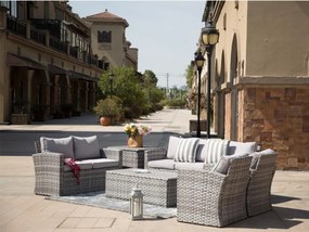 Veľká záhradná sedacia súprava s boxom na podušky AUCKLAND sivá