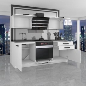 Kuchynská linka Belini Premium Full Version 180 cm šedý antracit Glamour Wood s pracovnou doskou SOPHIA