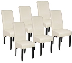tectake 403499 6 jedálenských stoličiek ergonomické, masívne drevo - krémová