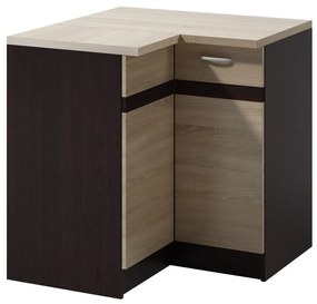 Rohová kuchynská skrinka Livia 90 cm ľavá dub sonoma/tmavohnedá