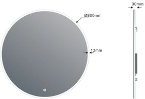 Sapho Sapho, VISO guľaté zrkadlo s LED osvetlením, ø 80cm, dotykový senzor, 2700-6500K, VS080S