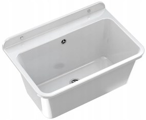 Sink Quality Universe, univerzálna plastová výlevka 61x41x30 cm + sifón, 1-komorová, biela, SKQ-KGLK60-WH