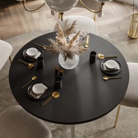 OKRÚHLY ROZKLADACÍ JEDÁLENSKÝ STÔL EWALD ČIERNY MATNÝ + BIELY 100/140 cm