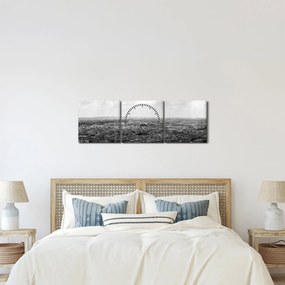 Obraz - Strechy domov v Paríži (s hodinami) (90x30 cm)