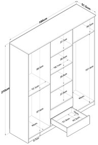 Šatní skříň BA 113 180 cm ořech/bílá