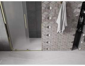Mexen Velar, posuvné sprchové dvere do otvoru 90 cm, 8mm sklo námraza, zlatá lesklá, 871-090-000-31-50