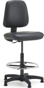 Pracovná dielenská stolička s opierkou nôh DARWIN, výška 635-815 mm, čierna
