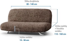 Bielastické poťahy VITTORIA hnedá dvojkreslo s drevenými rúčkami (š. 80 -140 cm)