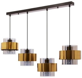 Luster na lanku SPIEGA 4xE27/60W/230V zlatá/čierna