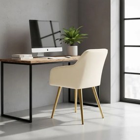 Sada dvoch jedálenských stoličiek FLORENCE zamatové, krémové / zlaté nohy (2 ks)