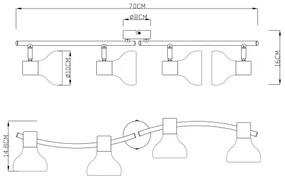 GLOBO 54921-4 - Bodové svietidlo LOTHAR 4xE14/40W/230V