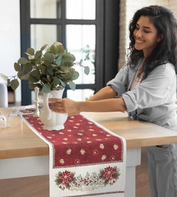 VIANOČNÝ GOBELÍNOVÝ BEHÚŇ NA STÔL MERRY 45X140 CM VZOROVANÁ