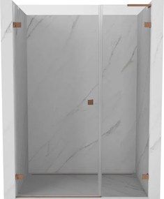Mexen Lunar-B, L Otočné ľavé sprchové dvere 110 cm, 8mm číre sklo, medený matný profil, 832SL-110-050-65-00-L
