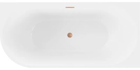 Mexen Mia, voľne stojaca rohová vaňa, pravá, 180 x 80 cm, biela-čierna, medený prepad, 52691808075P-65