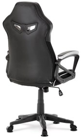 Autronic - Herné kreslo, poťah čierná, strieborná ekokoža a čierna látka MESH, HM - KA-Y341 SIL