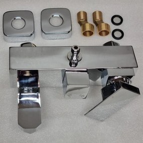 Erga Cube, sprchová batéria s vaňovým výtokom a horným pripojením sprchového stĺpu, 150 mm, chrómová, ERG-YKA-BW.CB-CHR