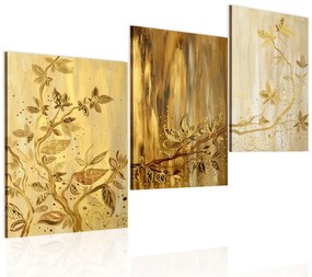Ručne maľovaný obraz - Zlaté listy 120x60