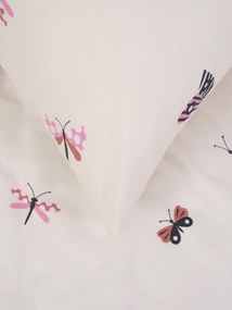 Bavlnená obliečka na vankúš Renforcé 70 × 90 cm – Motýliky béžové