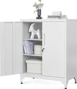 Viacúčelová kovová skrinka RAVEN, 40x80x90cm, šedá SongmicsHome