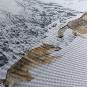 Obraz - Vlci v horách (120x50 cm)