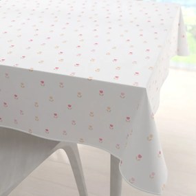 Biante Teflónový štvorcový obrus TF-115 Farebné tulipániky na bielom 80x80 cm