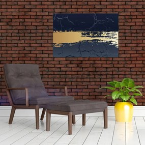 Obraz - Modrá a zlatá abstrakcia N⁰2 (90x60 cm)