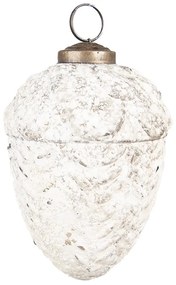 Biela antik sklenená ozdoba žaluď - Ø 8*10 cm