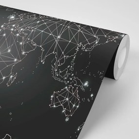 Samolepiaca tapeta čiernobiela mapa sveta - 450x300
