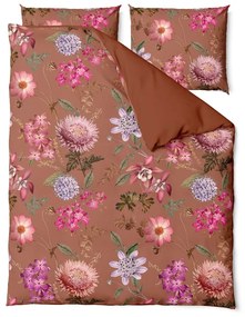 Terakotovohnedé obliečky na dvojlôžko z bavlneného saténu Bonami Selection Blossom, 200 x 200 cm