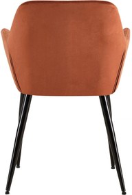 Jedálenská stolička Emia (SET 2 ks) - zamat, kovové nohy čierne - Hnedá
