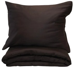 Obliečky bavlnený satén exclusive Modern tmavo hnedá 200x140cm+90x70cm TiaHome