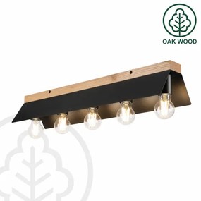 Stropné svietidlo ESME 5xE27/15W/230V čierna/dub