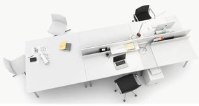 PLAN Kancelársky písací stôl DOUBLE LAYERS, s prepážkami, biela