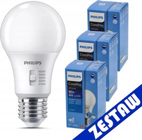 3x stmievateľná LED žiarovka E27 8W 806lm 5CCT CorePro 2700K - 6500K