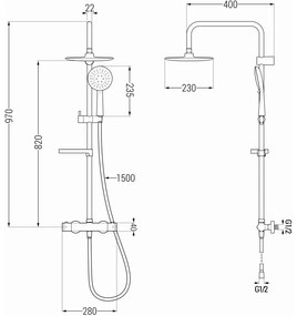 Mexen KX33 sprchový set s termostatickou batériou Kai, čierna, 771503391-70