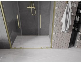 Mexen Velar Duo, posuvné dvere do otvoru 150x200 cm, 8mm číre sklo, zlatá matná, 871-150-000-02-55