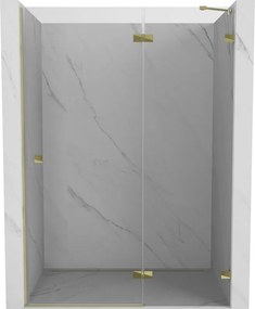 Mexen, Mexen Lunar pravé otočné sprchové dvere 130 cm, transparentné, zlaté - 834-130-000-50-00-P