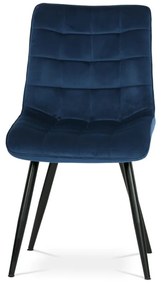 Jedálenská stolička v modrom zamate s čiernymi nohami