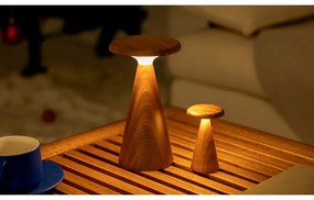 LED stolová lampa v tmavoprírodnej farbe s dreveným tienidlom (výška 21 cm) Sylva – Gingko