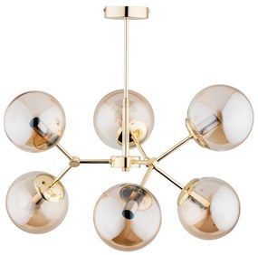 Luster na tyči FOTON  6xE14/40W/230V zlatá/béžová