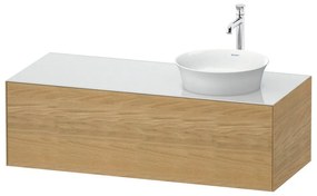 DURAVIT White Tulip závesná skrinka pod umývadlo na dosku vpravo, 1 zásuvka, 1300 x 550 x 408 mm, dub prírodný masív/biela vysoký lesk, WT4977RH585