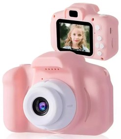 Dětský digitální fotoaparát se silikonovým obalem v podobě kočičky - růžový