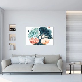 Obraz – Akvarelový strom plný života (90x60 cm)