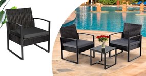 Súprava vonkajšieho nábytku pre 2 osoby so stolíkom na kávu