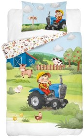 Bambusové obliečky do postieľky 3D Farma modrá 100x135/40x60