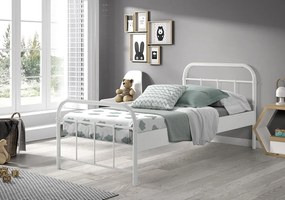 Dizajnová posteľ s roštom Boston kovová biela 90x200cm