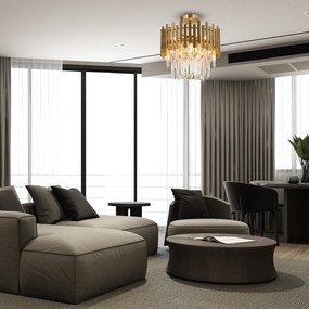 Luster Aspen I, 1x krištáľové/zlaté kovové tienidlo, (fi 45cm), g