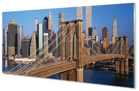 Obraz na akrylátovom skle Bridge mrakodrapy river 140x70 cm