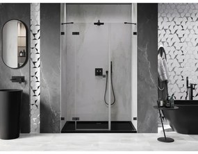Mexen Lunar, ľavé otočné sprchové dvere 150 cm, číre sklo, čierny profil, 834S-150-050-70-00-L